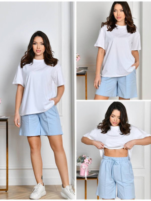 Костюм шорти та футболка "Fashion" Біло-Блакитна 341