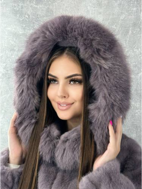 Шуба з хутром в кольрах 1101