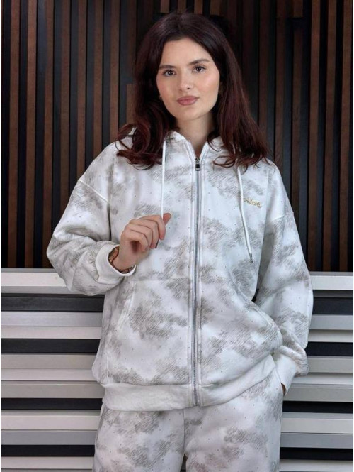 Костюм з камінцями 9008 утеплений білий  1133